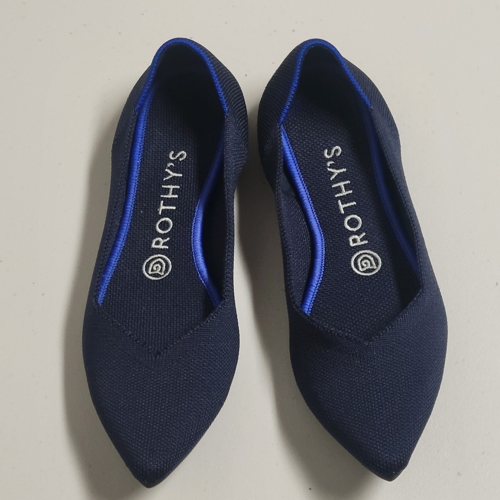 Rothy's The Point Navy Flats Size W8.